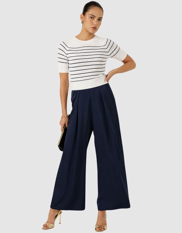 SACHA DRAKE - Eyelet Stripe Knit Top