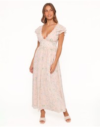 Petal & Pup - Angelica Midi Dress - Pastel Pink Floral