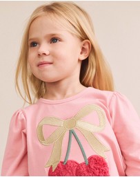 Huxbaby - Cherry Bow Puff Sleeve Top - Babies-Kids