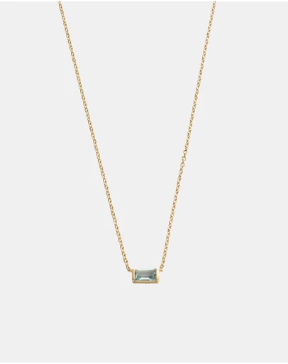 Kirstin Ash - Baguette Birthstone Necklace March Sky Blue Topaz