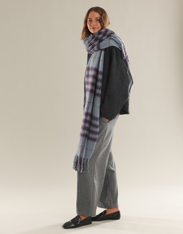 Morgan & Taylor - Hallie Scarf in Blue & Brown Check