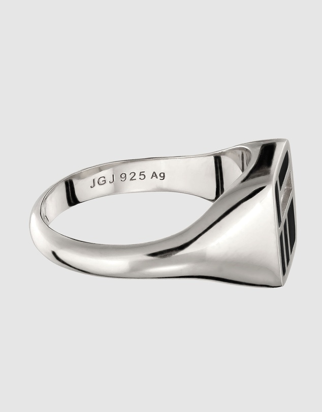 Kuzzoi - ICONIC EXCLUSIVE - Enamel Signet Ring in 925 Sterling Silver