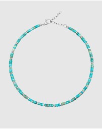 Nialaya Jewellery - Heishi Turquoise Choker with Silver