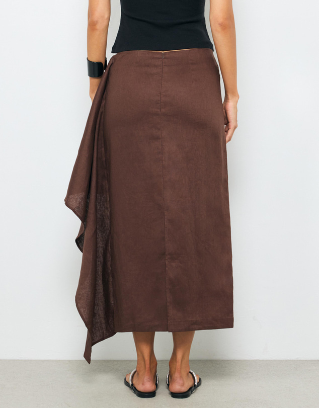 AERE - Draped Linen Panel Skirt
