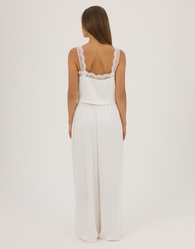 Atmos&Here - Pearl Lace Trim Cami Satin Pyjama Set