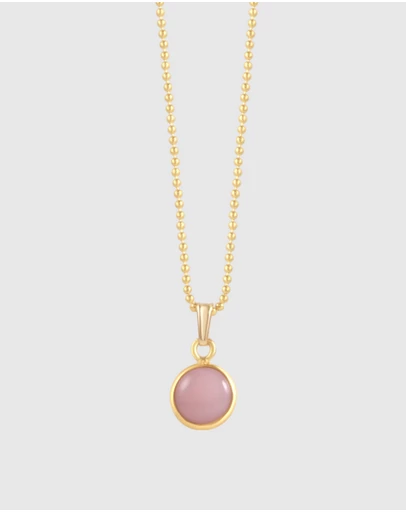 Von Treskow - Fine Ball Chain Necklace with Round Pink Opal