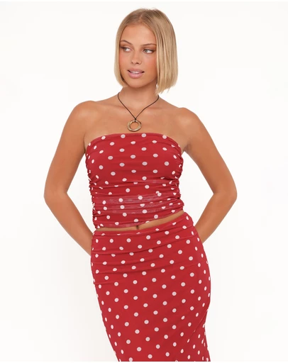 Petal & Pup - Tullia Strapless Top - Red Polka Dot
