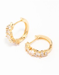 Lovisa - Gold Plated Cubic Zirconia Oval Cluster Hoop Earrings