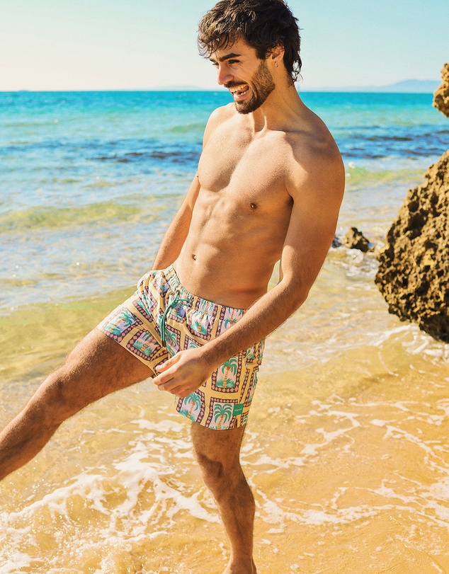 Skwosh - Palm Reader Mens Swim Shorts in Mustard