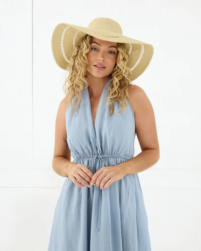 Morgan & Taylor - Blaise Woven Straw Sun Hat in Natural Beige