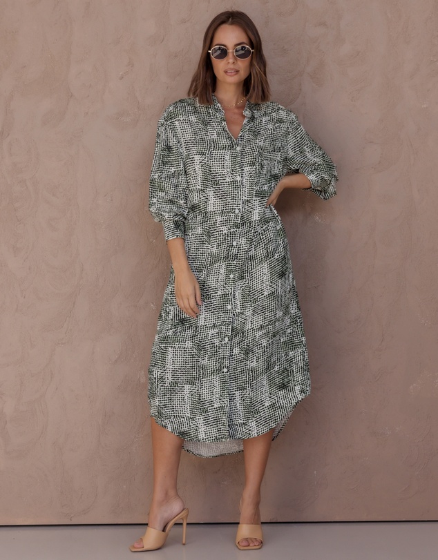 ALEXANDRA - Bantas Dress Emerald Textured Print