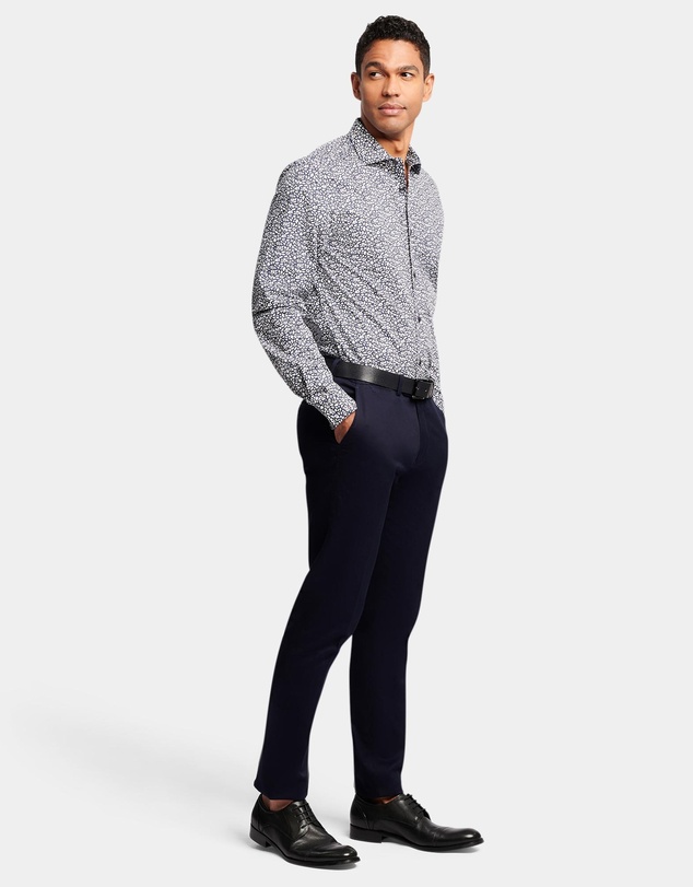 Brooksfield - ABSTRACT FLORAL PRINT REG FIT BUSINESS SHIRT