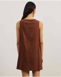 Atmos&Here - Tie Front Linen Blend Mini Dress