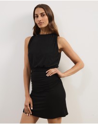 Atmos&Here - Palma Mesh And Jersey Cowl Neck Mini Dress