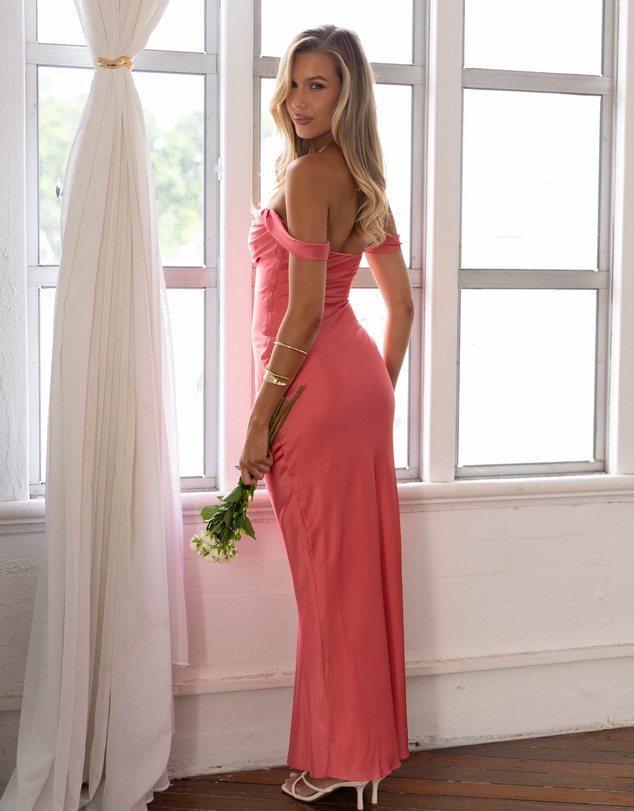 Beginning Boutique - Ella Pink Off Shoulder Formal Dress