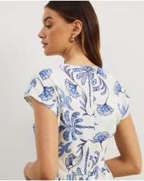 Atmos&Here - Anna Tie Front Linen Blend Maxi Dress