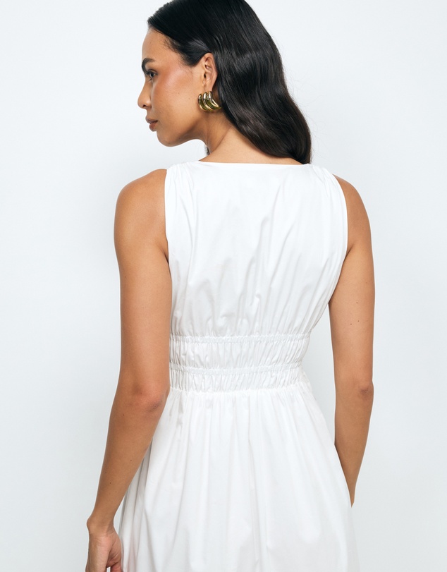 AERE - Indie Cotton Tie Front Midi Dress