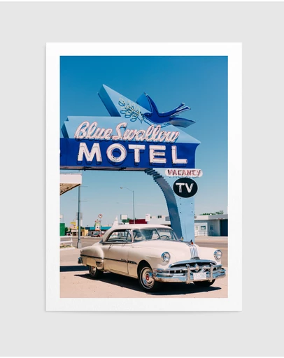 Olive et Oriel - Blue Swallow Motel by Bethany Young Art Print