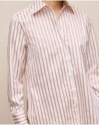 Trenery - Cotton Poplin Jacquard Stripe Shirt in Pink Rose