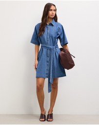 The Fated - Twila Chambray Mini Shirt Dress