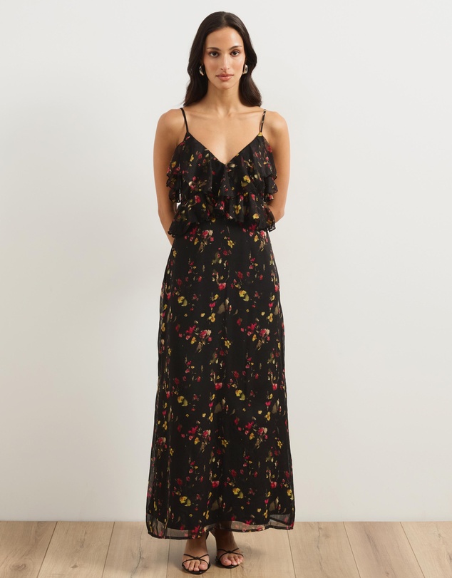 Atmos&Here - Goldie Long Midi Dress With Ruffle Detail
