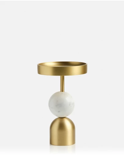XRJ Celebrations - Arc Brass Candlestick White Small