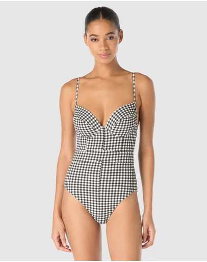 Michael Kors - Boho Gingham Underwired Low Back One-Piece Swimsuit