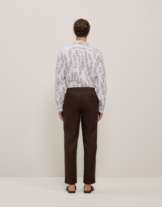 Trenery - Linen Relaxed Tailored Pant in Coffee