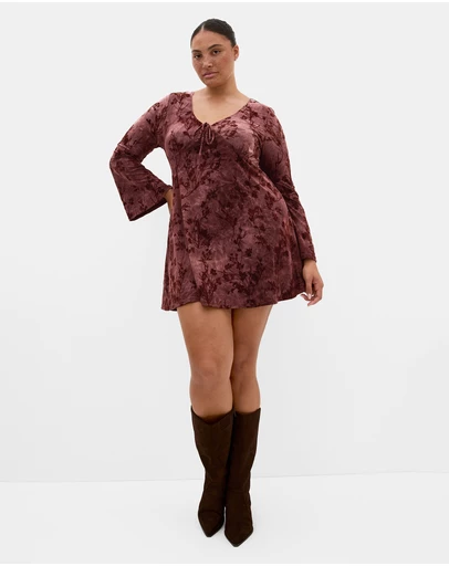 City Chic - Devore Flock Print Mini Dress