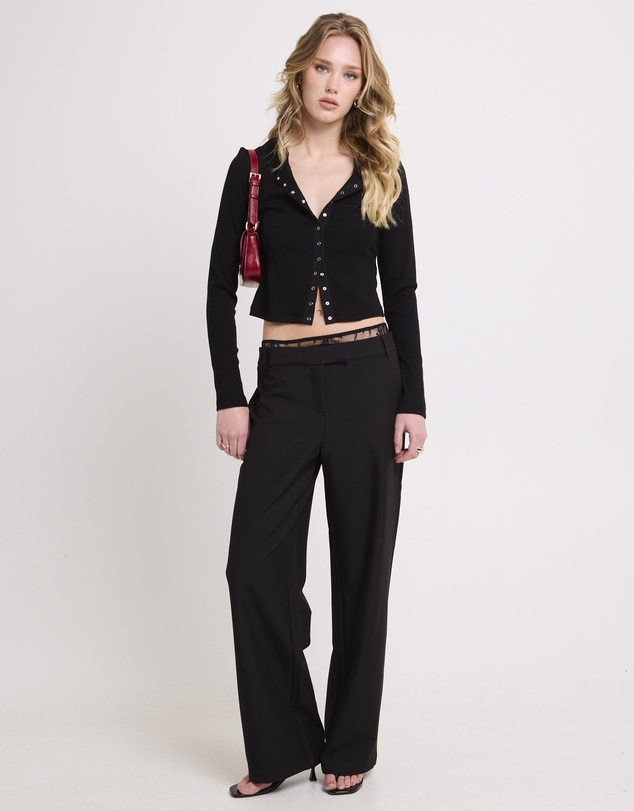 Neon Hart - Rib Snap Front Long Sleeve Top