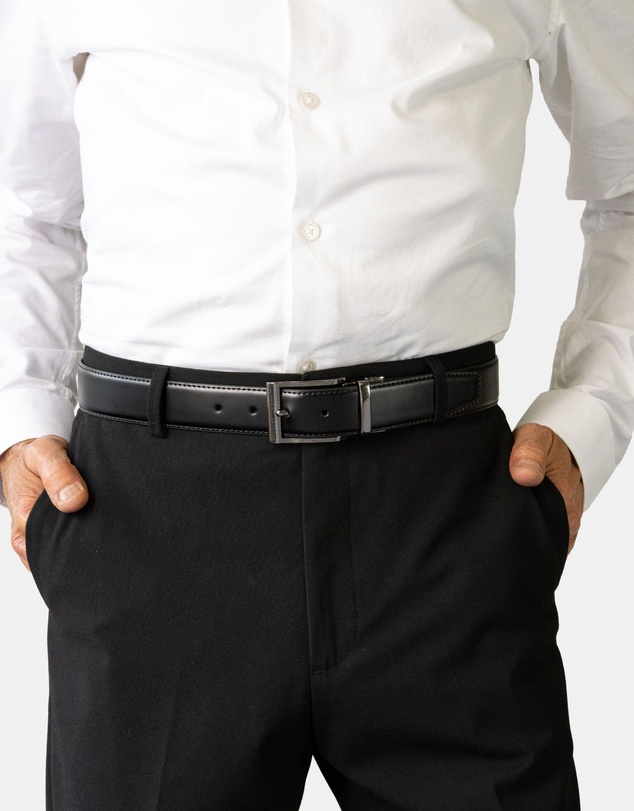 Buckle - Capital. Australian Made Reversible Leather Belt. 35mm width.