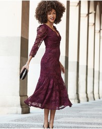 Sosandar - Lace Twist Front Midi Dress