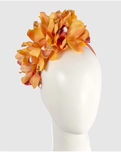 Max Alexander - Large Orange Flower Headband Fascinator