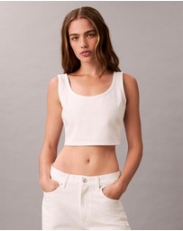 Calvin Klein Jeans - Denim Allover Monogram Cropped Tank Top