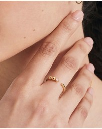 Ania Haie - Ania Haie Gold Orb Rose Quartz Adjustable Ring