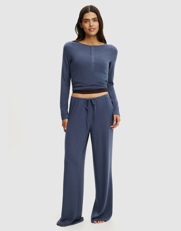 Cotton On Body - Super Soft Boat Neck Henley Long Sleeve Top
