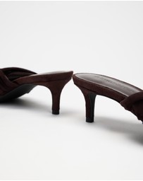 Atmos&Here - Ember Twist Detail Square Toe Suede Heels