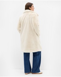 City Chic - Plus size Remi Faux Fur Coat - cream