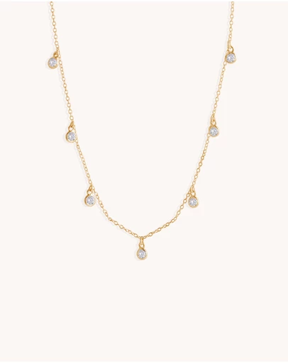Bianc - Scattered CZ Bezel Drop Necklace