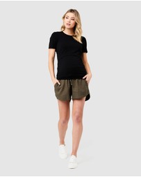 Ripe Maternity - Byron Shirred Linen Shorts