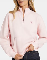 GUESS Jeans - GUESS JEANS Half-Zip OS Mini Triangle Sweatshirt