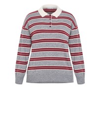 City Chic - Rugby Stripe Knit Jumper