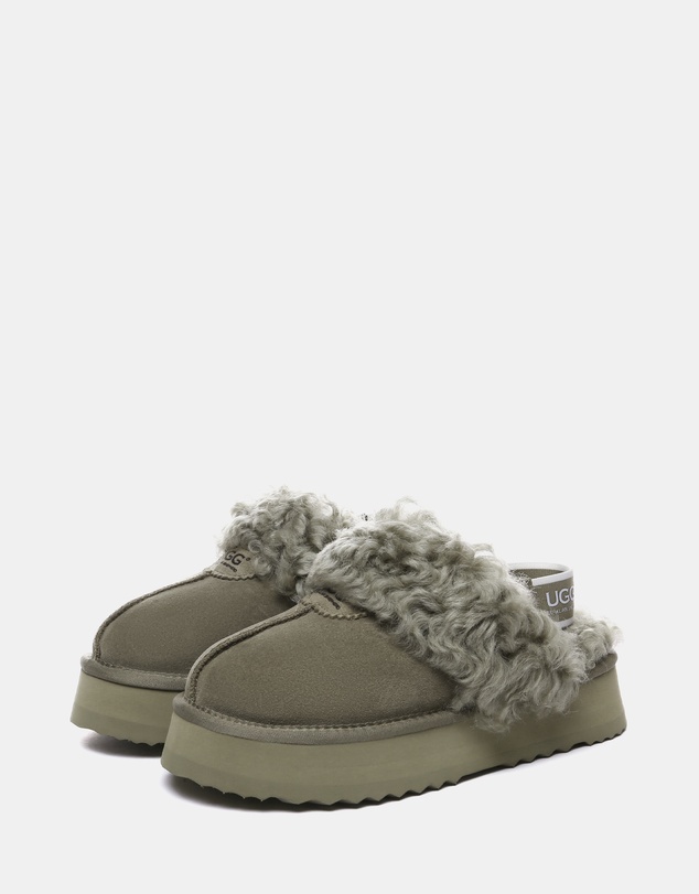 EVERAU - Australian Shepherd Ugg Waffle Curly Platform Cow Suede Upper House Shoes