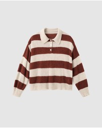 M.N.G - Striped Polo-Neck Sweater
