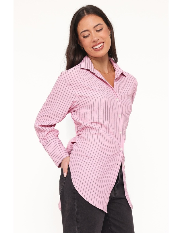Petal & Pup - Fawna Tie Back Shirt - Pink Stripe