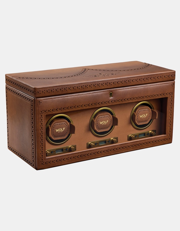 Wolf - WOLF Brogue Triple Watch Winder With Storage