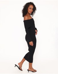 Petal & Pup - Domitia Off Shoulder Knit Dress - Black