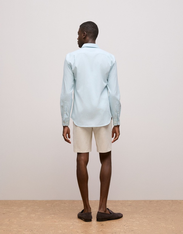 Trenery - Tailored Fit Puppytooth Check Shirt in Duck Egg Blue