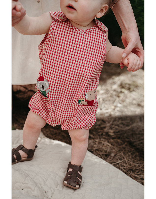 Purebaby - Gingham Romper-Kids-Babies