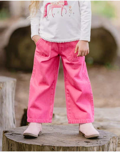 Bebe by Minihaha - Girls Pink Pull ONn Jeans 3-7 Yrs